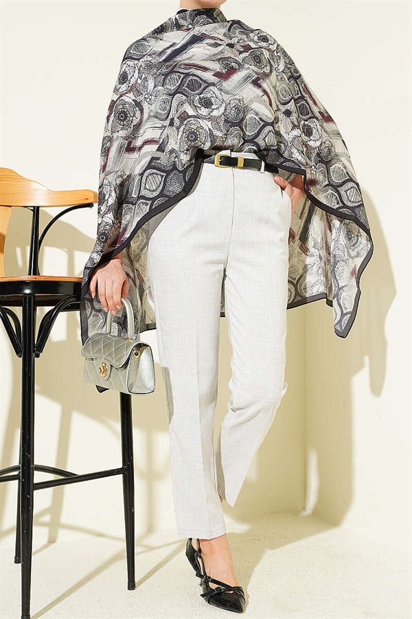 Belted Zippered Slim-Fit Trousers Melange Grey