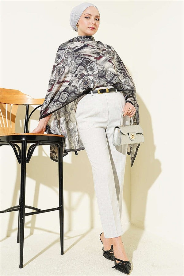 Belted Zippered Slim-Fit Trousers Melange Grey