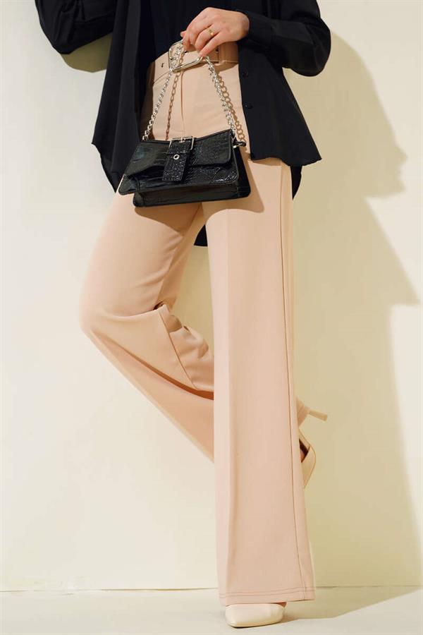 Belted Wide Leg Trousers Beige
