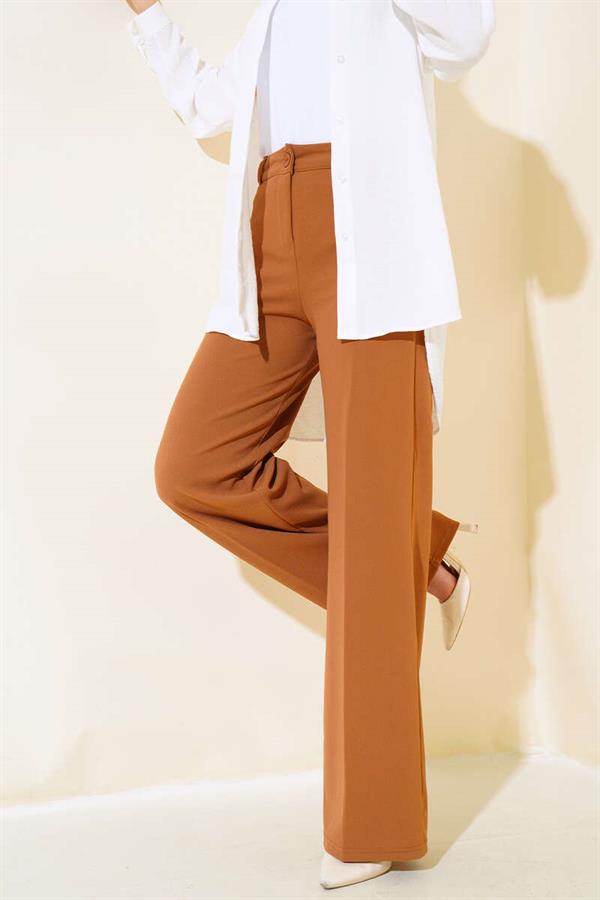 Belted Wide Leg Trousers Tan