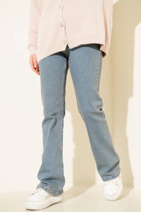 Belted Bell-bottom Jeans Light Blue