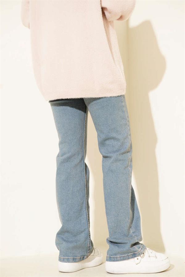 Belted Bell-bottom Jeans Light Blue