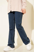 Belted Bell-bottom Jeans Blue