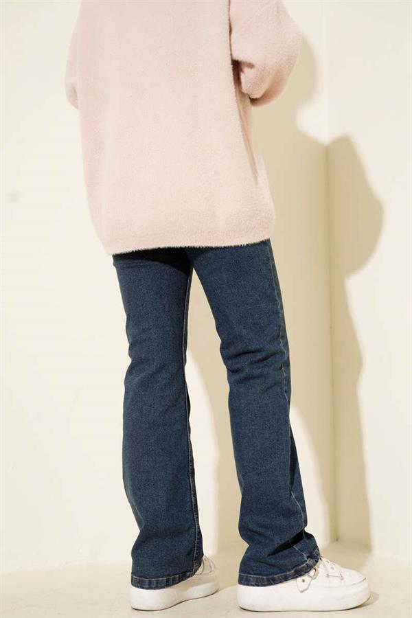 Belted Bell-bottom Jeans Blue