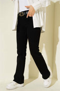 Belted Bell-bottom Jeans Black