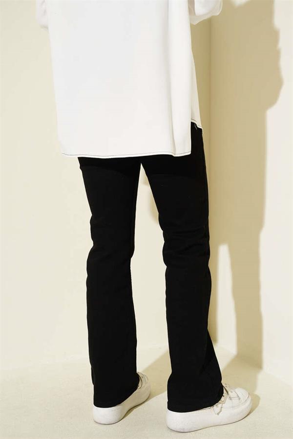 Belted Bell-bottom Jeans Black