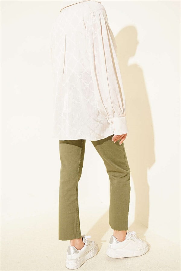 Belted Cut Skinny Jeans Khaki