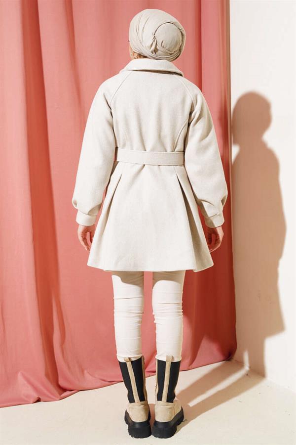 Belted Short Cashmere Coat Stone