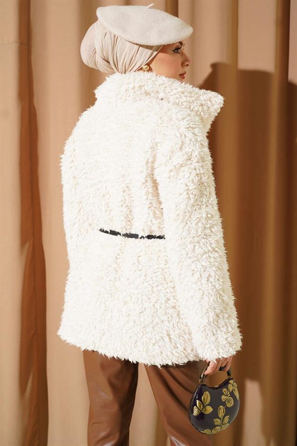 Belted Lamb Coat Ecru