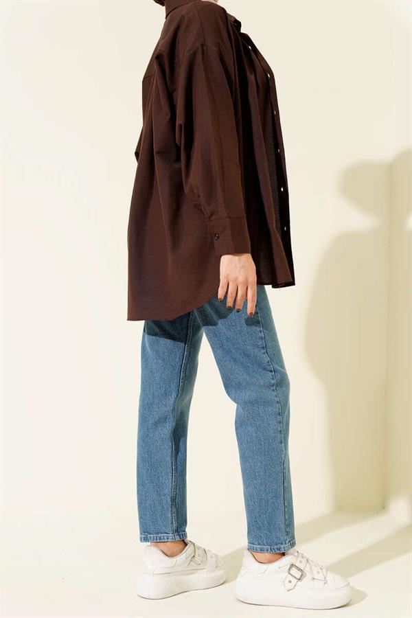 Belted Mom Jeans Light Blue