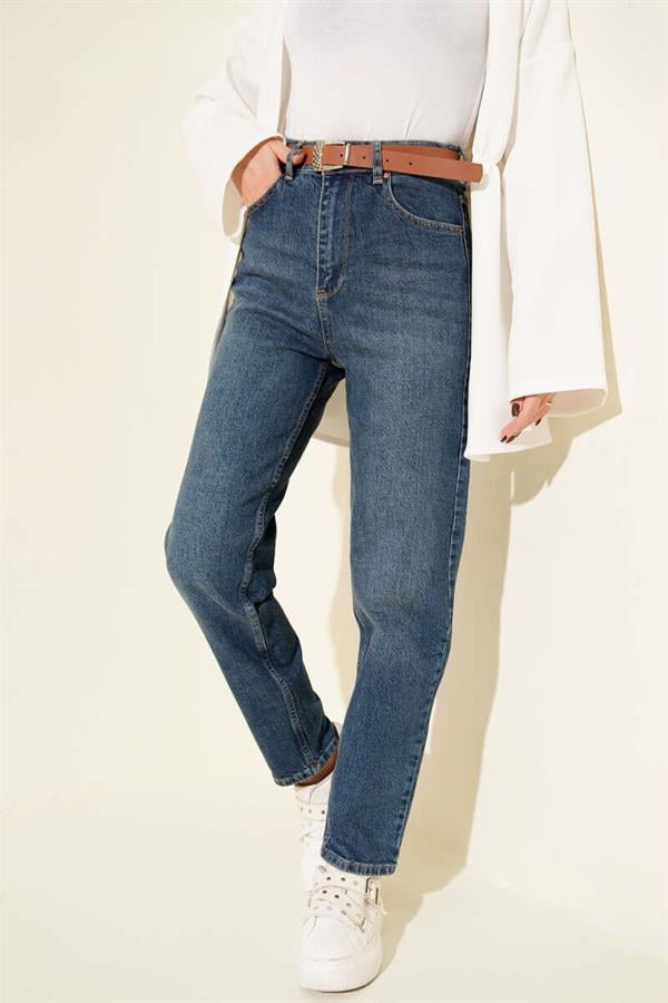 Belted Mom Jeans Trousers Tintli