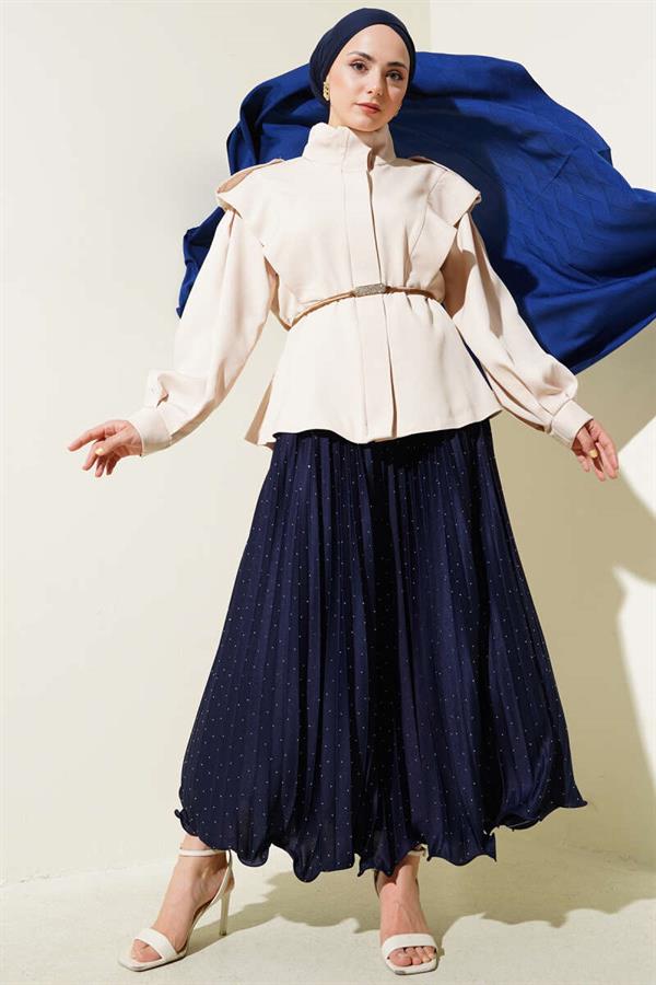 Belted Shoulder Epaulette Jacket Beige