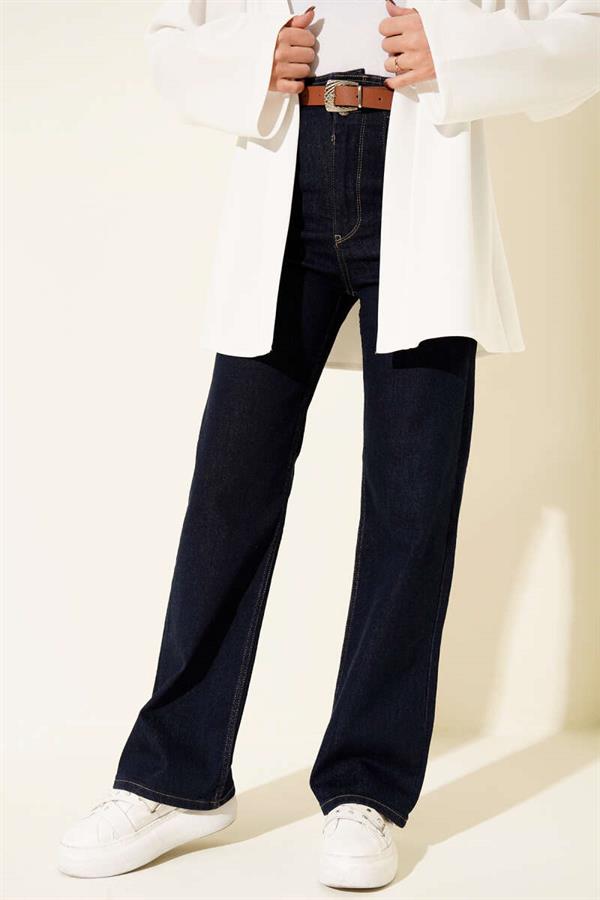 Belted Palazzo Jeans Navy Blue