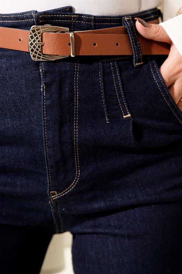 Belted Palazzo Jeans Navy Blue