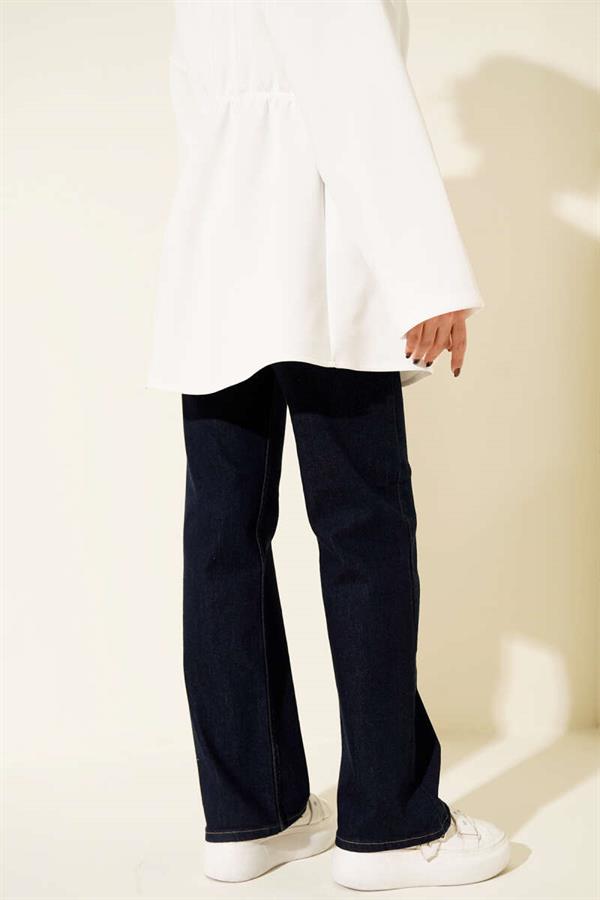 Belted Palazzo Jeans Navy Blue