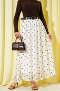 Belted Polka Dot Chiffon Skirt White