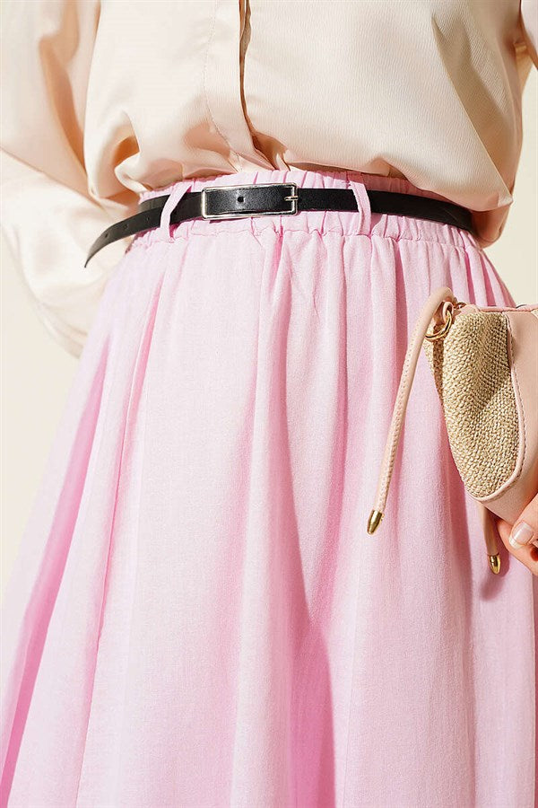 Pink Voile Skirt with Belt