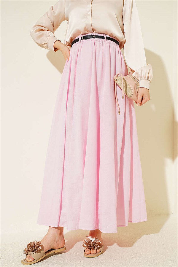 Pink Voile Skirt with Belt