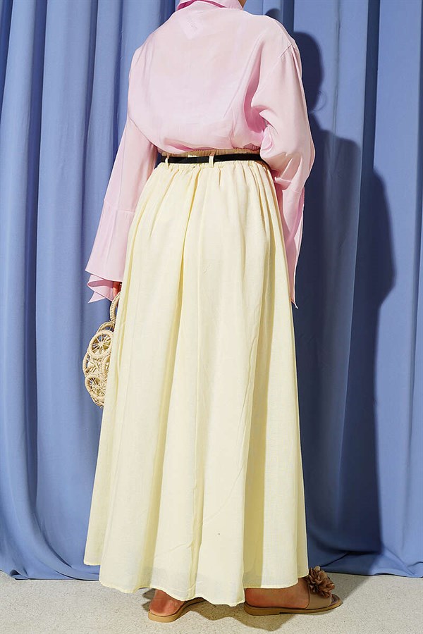 Yellow Voile Skirt with Belt