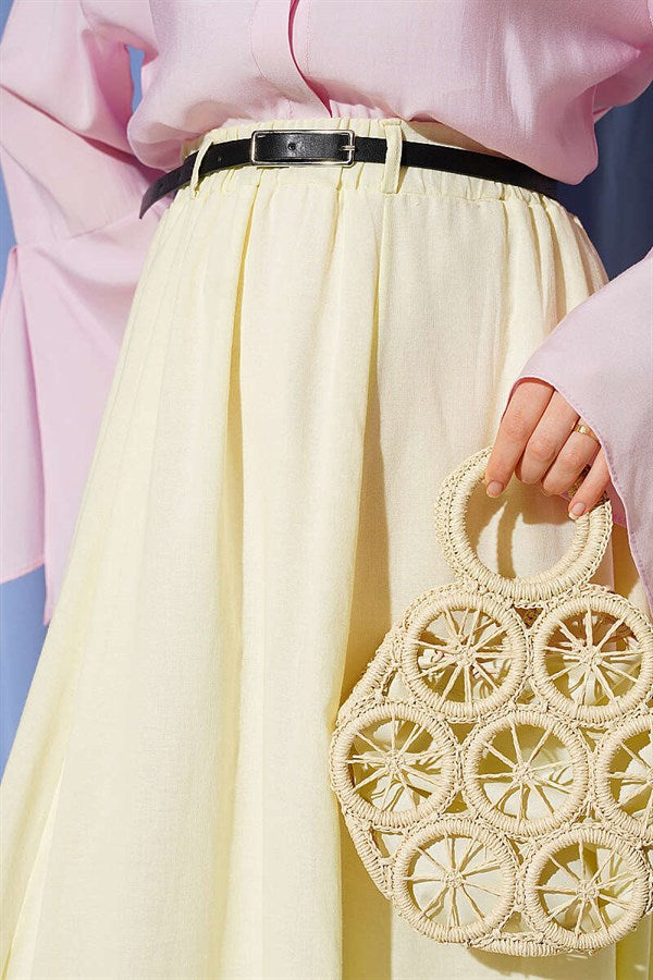 Yellow Voile Skirt with Belt