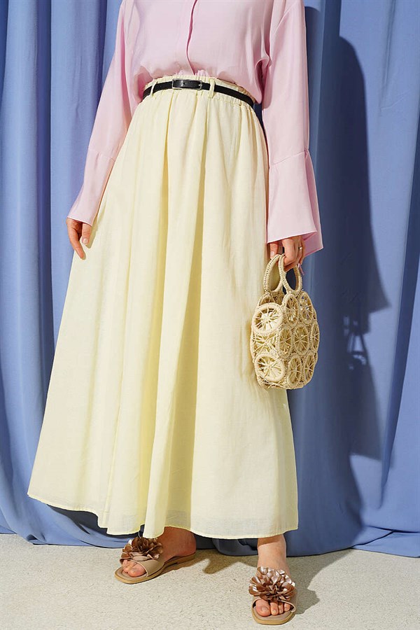 Yellow Voile Skirt with Belt