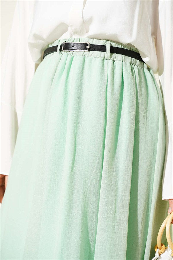 Belted Voile Skirt, Aqua Green