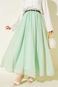 Belted Voile Skirt, Aqua Green