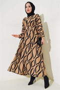 Belted Batwing Sleeve Belted Dress Camel
