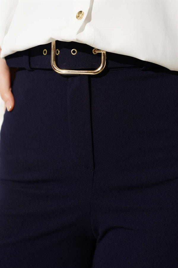 Belted High Waist Wide Leg Parliament Trousers