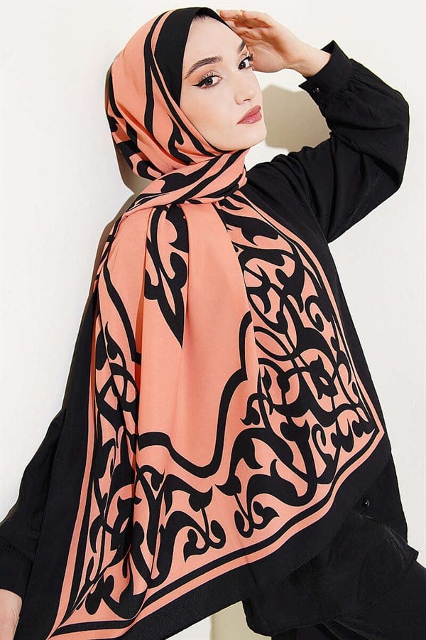 Medina Silk Shawl with Border Motif, Baby Pink