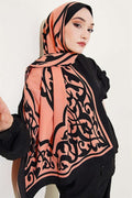 Medina Silk Shawl with Border Motif, Baby Pink