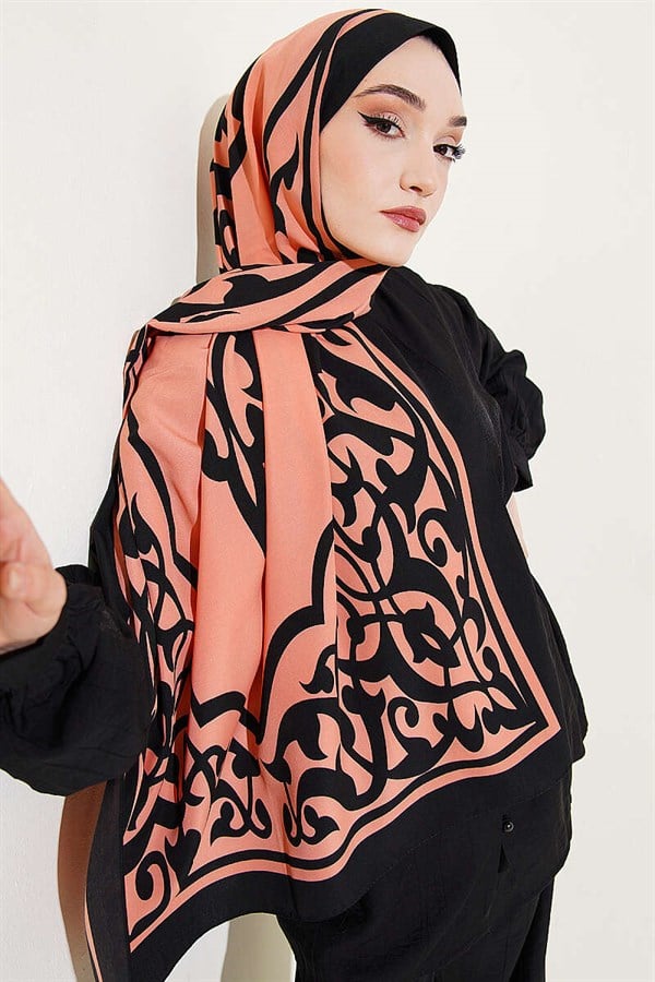 Medina Silk Shawl with Border Motif, Baby Pink