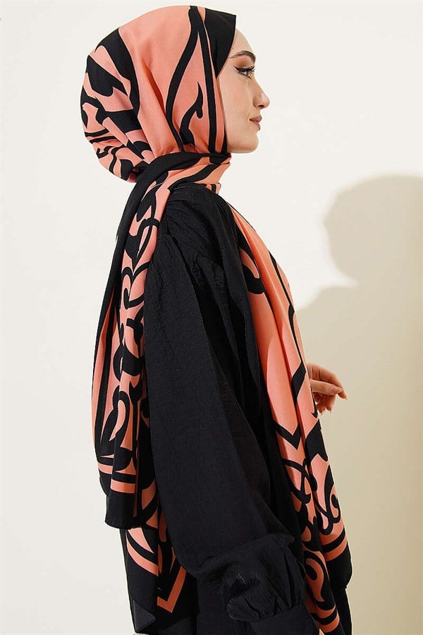 Medina Silk Shawl with Border Motif, Baby Pink