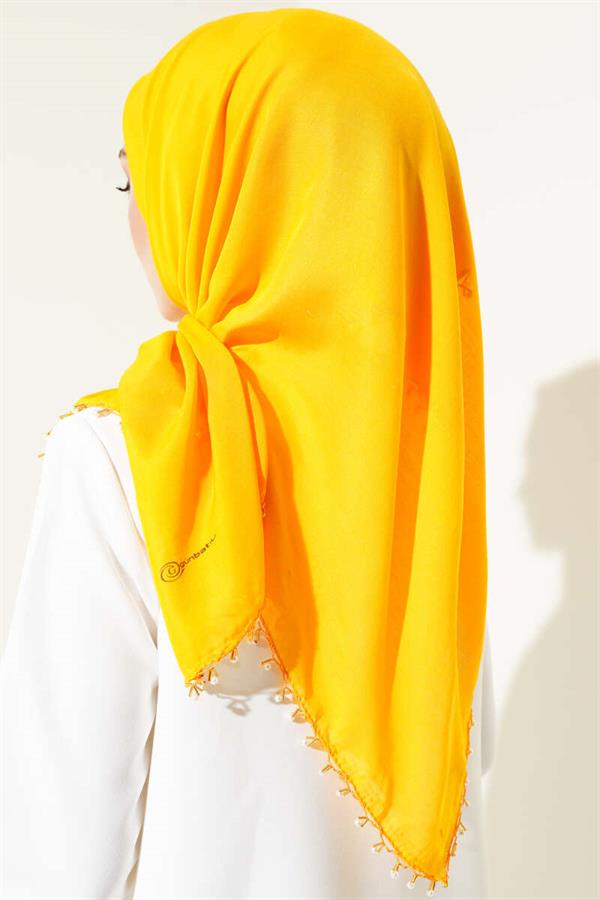 Mustard Yellow Headscarf with Beaded Edges