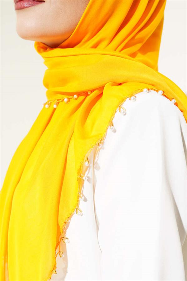 Mustard Yellow Headscarf with Beaded Edges