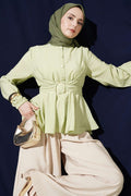 Self-Tie Crop Shirt, Light Green