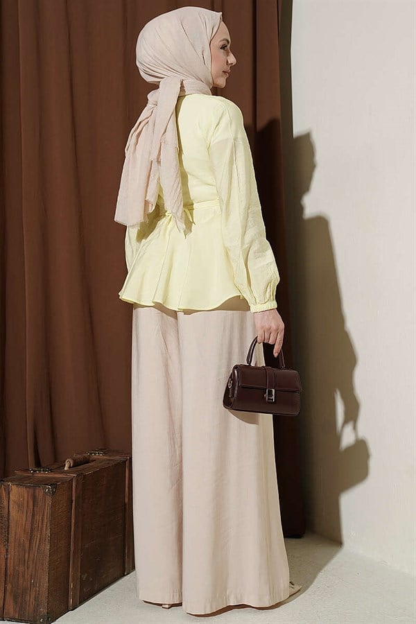 Self-Tie Crop Shirt Yellow