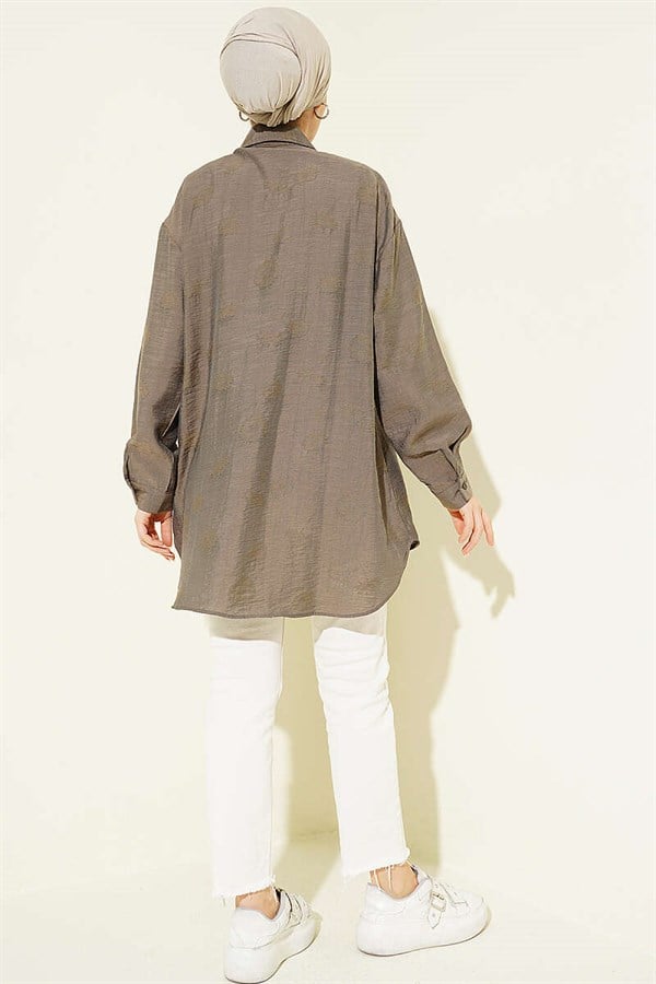 Self-patterned Floral Shirt, Mink
