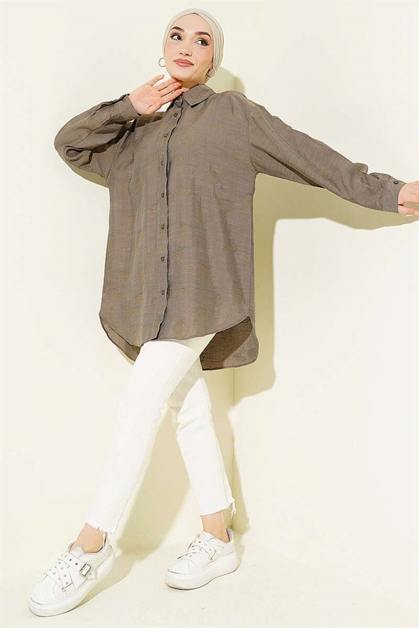 Self-patterned Floral Shirt, Mink