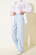 Self-Patterned Elastic Waist Trousers Ice Blue