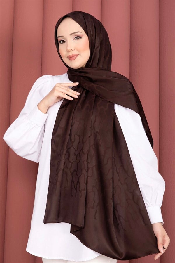 Self-Patterned Jacquard Shawl Series Dark Brown