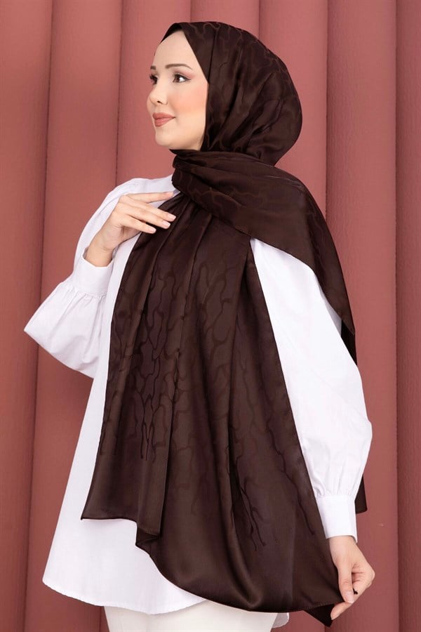 Self-Patterned Jacquard Shawl Series Dark Brown