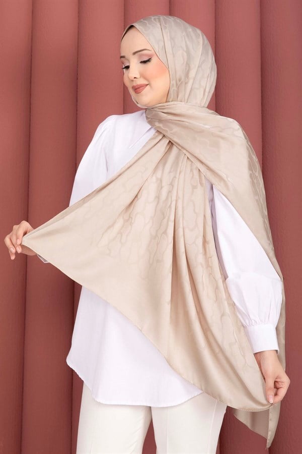 Self-Patterned Jacquard Shawl Series Beige