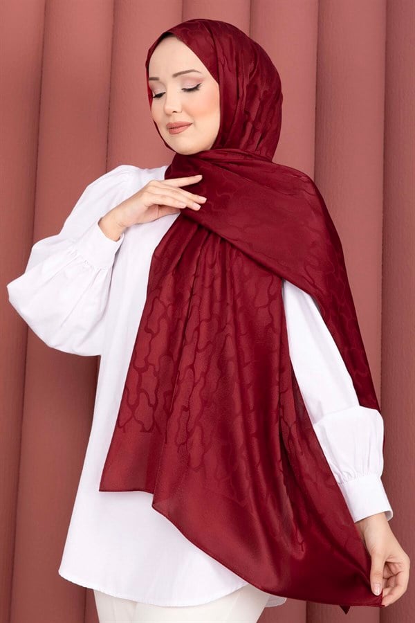 Self-Patterned Jacquard Shawl Series, Burgundy