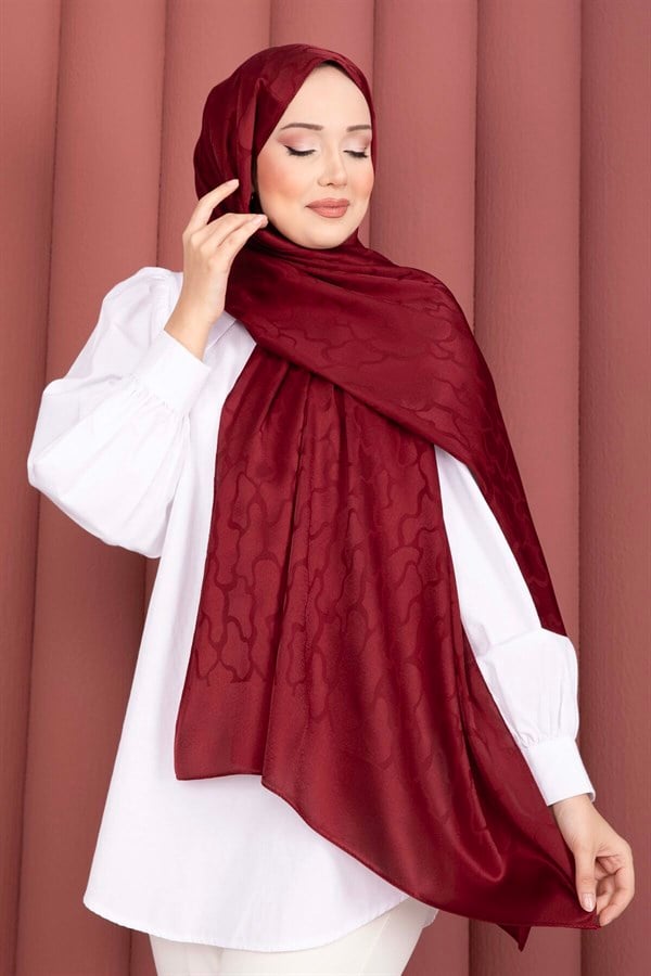 Self-Patterned Jacquard Shawl Series, Burgundy