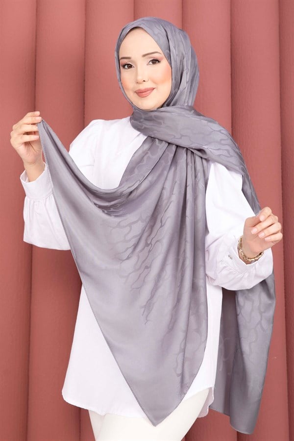 Self-Patterned Jacquard Shawl Series, Smoke Grey