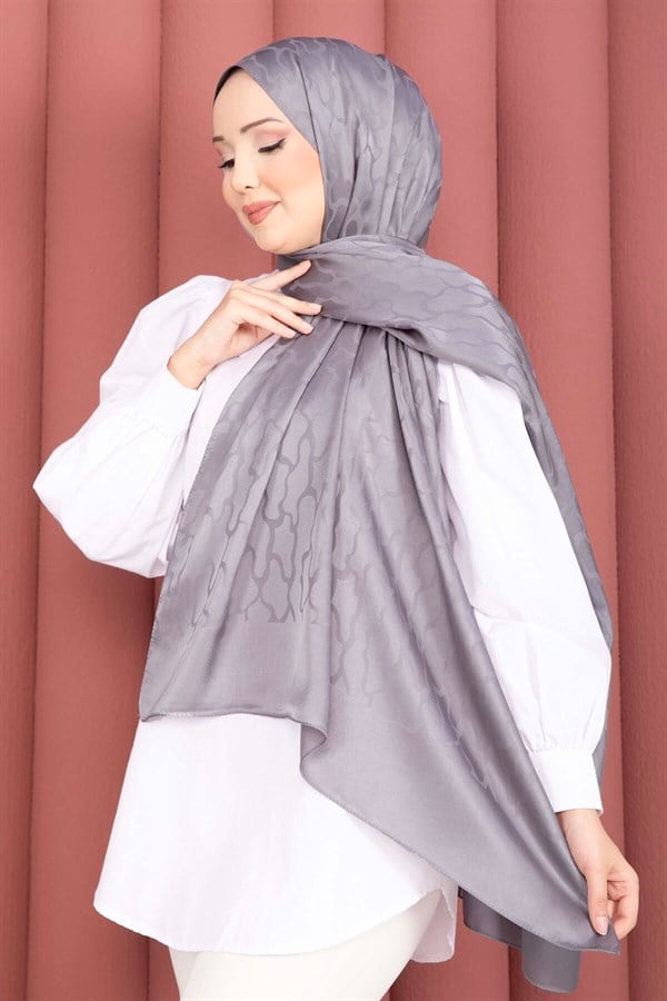 Self-Patterned Jacquard Shawl Series, Smoke Grey