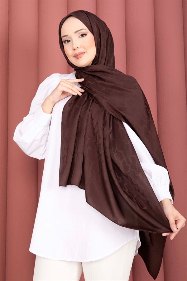 Self-Patterned Jacquard Shawl Series Coffee