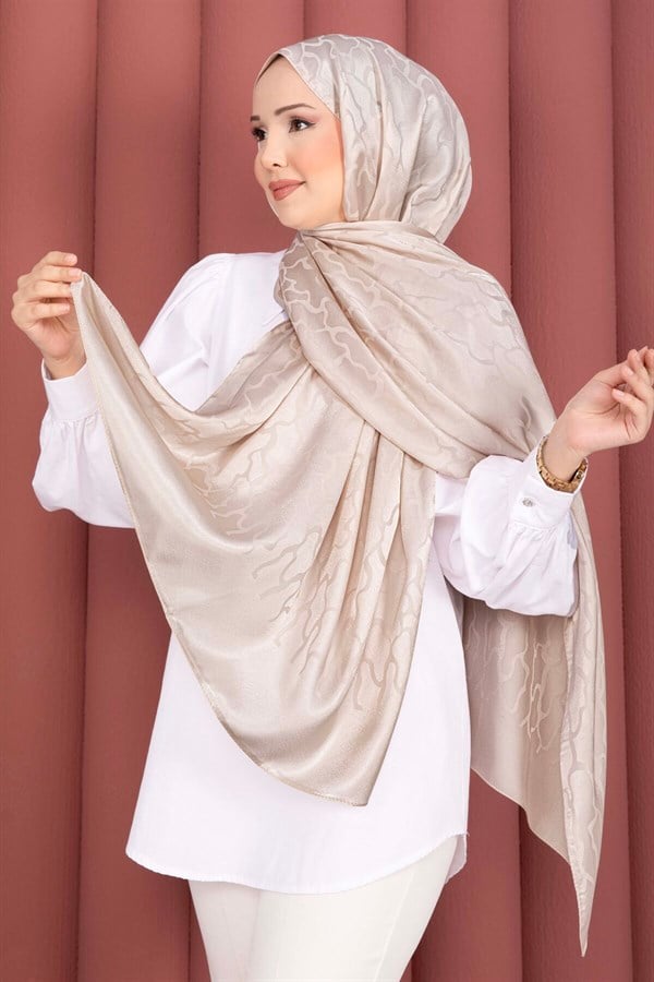Self-Patterned Jacquard Scarf Series Cream