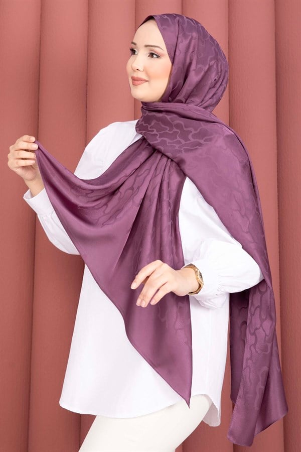 Self-Patterned Jacquard Shawl Series, Plum
